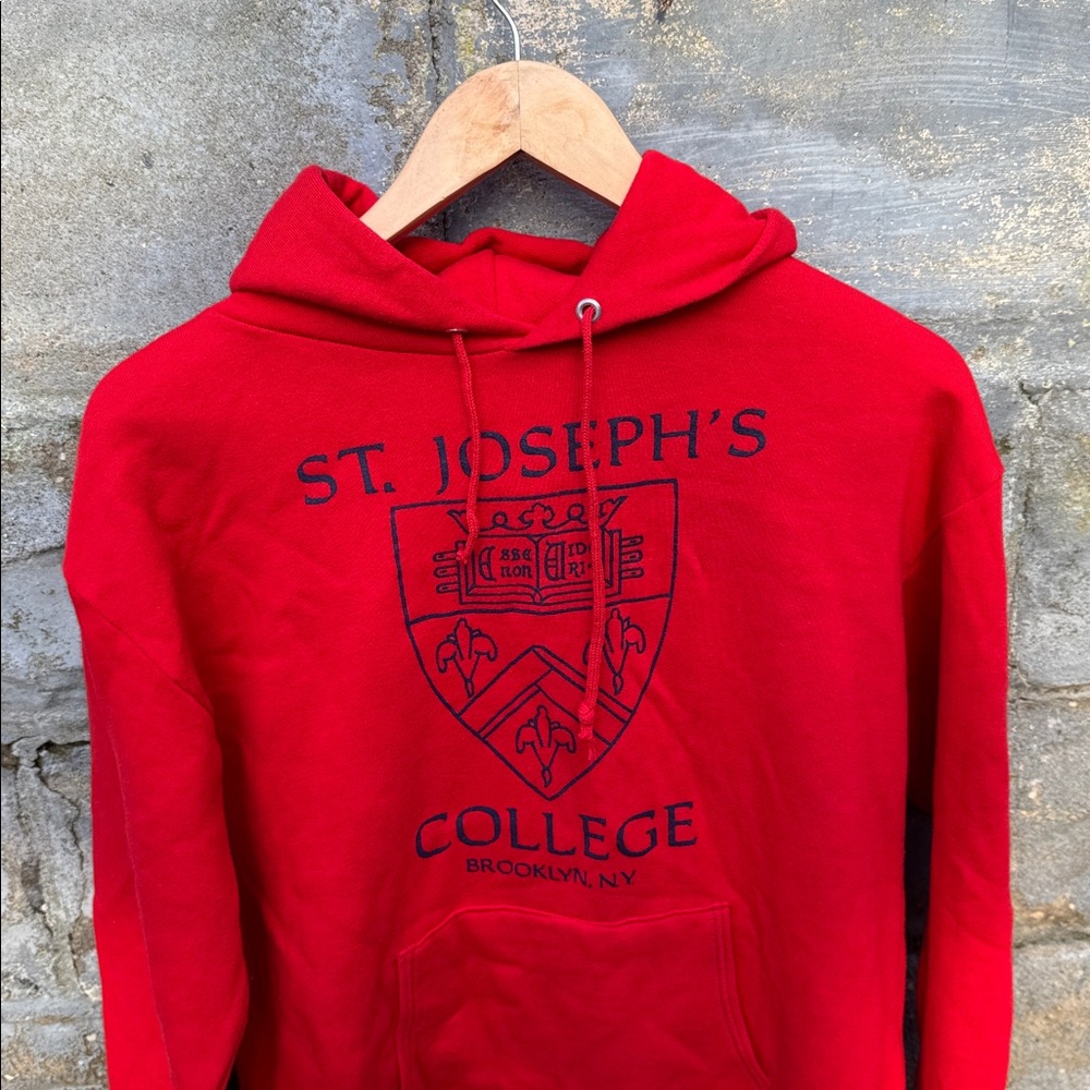 Vintage 80s St Joseph’s College Brooklyn Hoodie Medium Red NYC